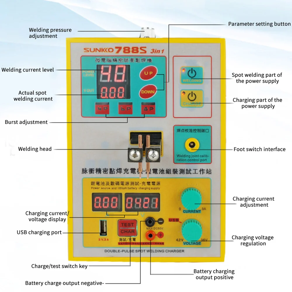 StalKKO-Machine à souder par points 788S, nouvelle mise à niveau, 2.8KW, batterie de soudage par points, développement de puissance USB, test 18650