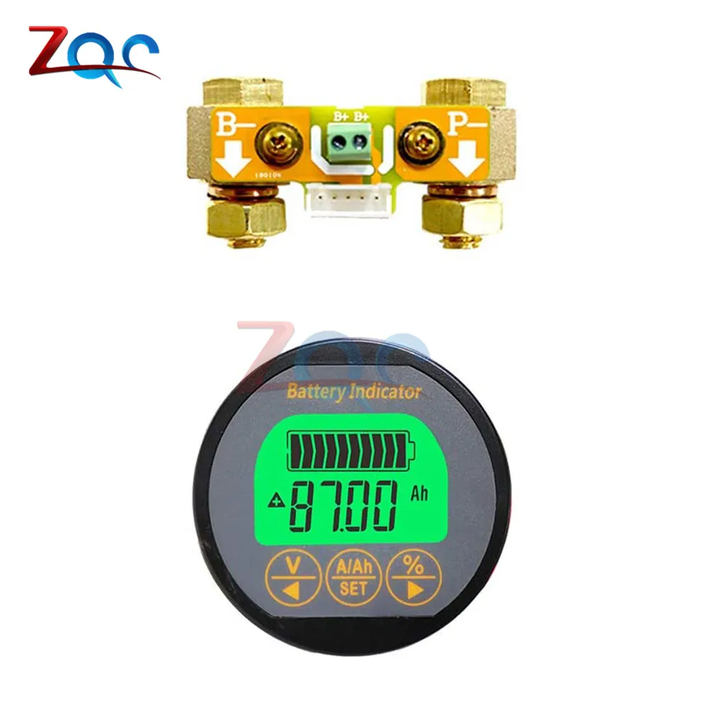 Waterproof Digital Voltage Current Capacity Meter Detector 100V 350A Voltmeter Ammeter with 350A Shunt Battery Monitor Indicator