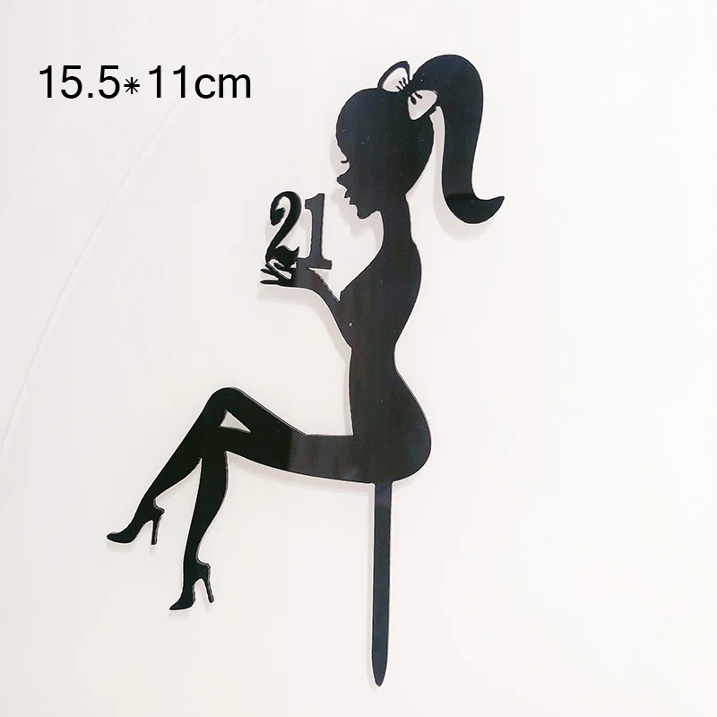 High Heels Lady Girl Acrylic Cake Topper 21 16 Happy Birthday Cupcake Topper For Weddding Girls Birthday Party Cake Decorations