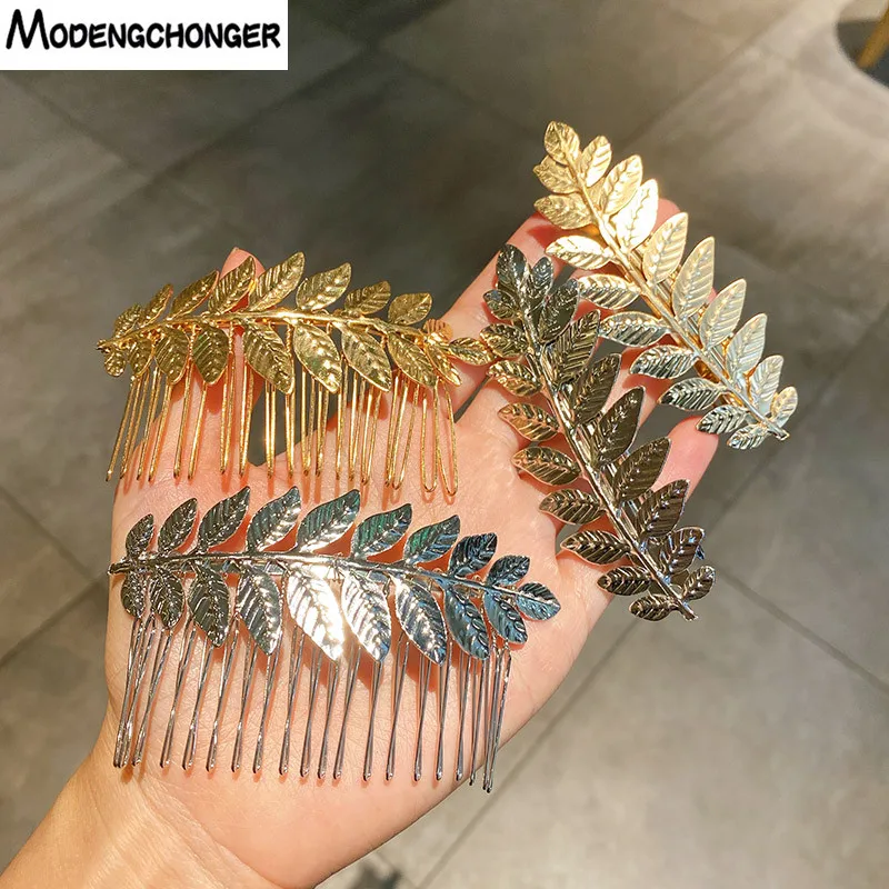 2021 Vintage Alloy Leaf Coil Hair Catch Clip Spring Clip Retro Baroque Gold Coin Portrait Headband Women Tiara Accessories Bride