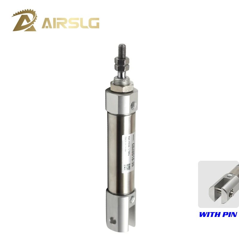 CDJ2D10 CDJ2D16 Double clevis Mini Pneumatic Air Cylinder Double Acting Single Rod 10mm 16mm Bore 5~200mm Stroke with pin