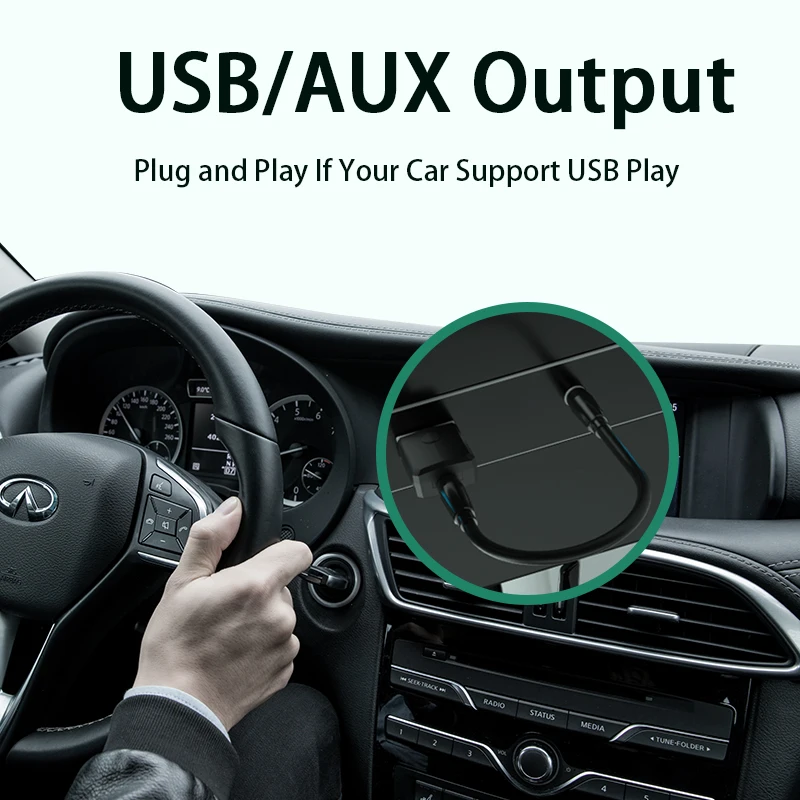 VAORLO-Adaptador de Audio 4 en 1 con Bluetooth 5,0, Dongle inalámbrico, estéreo, música, 3,5 MM, AUX, transmisor y receptor para PC, TV y coche