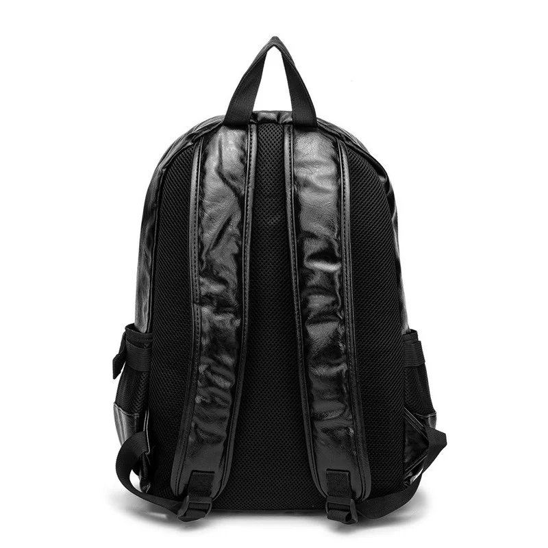 Fashion Casual Men\'s Backpack Bag Black PU Leather Backpacks Men Travel Bag Student School Bag High Capacity Computer Backpack