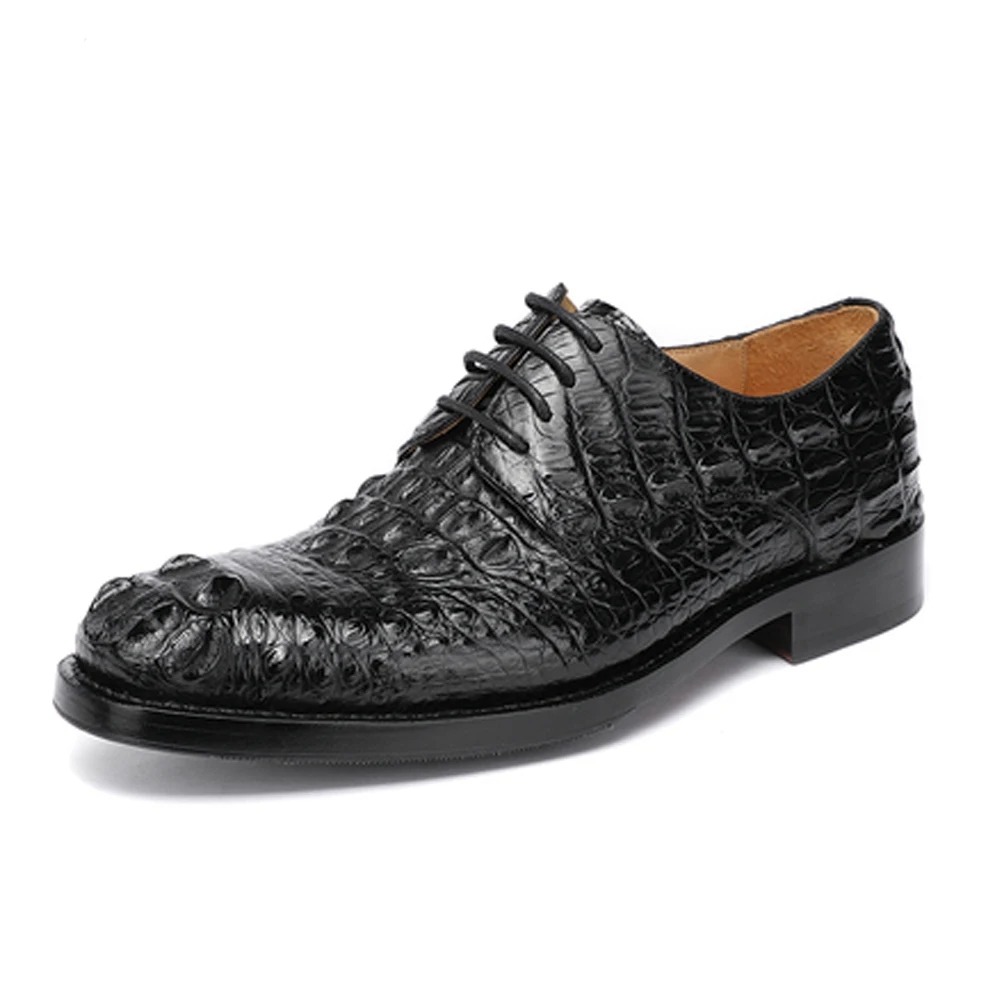 hulangzhishi new round head crocodile leather Men dress shoes  manual  custom  male dress shoes  male crocodile leather shoes