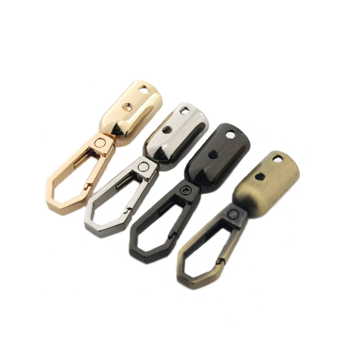 2pcs Metal Fashion Leather Cord Crimps End Tip Caps Connectors Snap Hook Trigger Clasps Clips for Leather Craft Bag Strap Belt