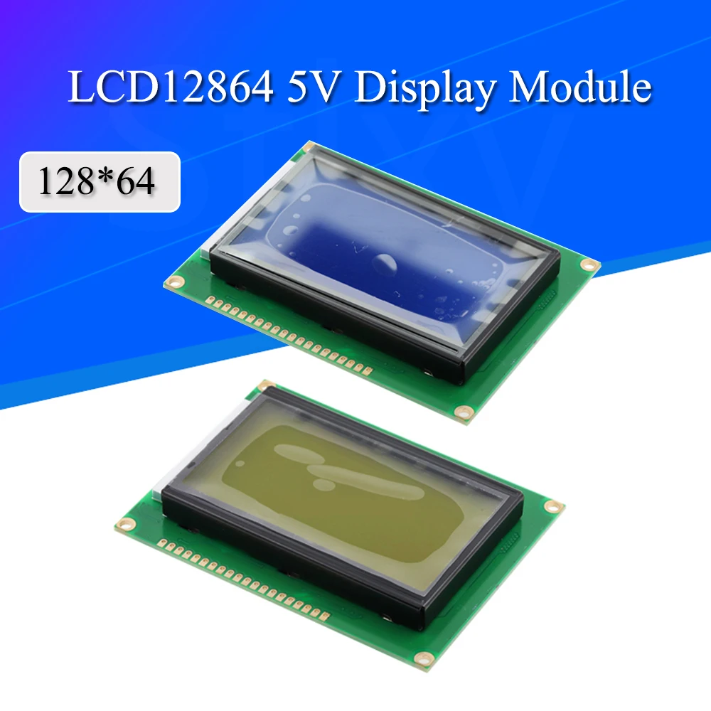 128*64 จุดสีเหลืองสีเขียวโมดูล LCD 5V หน้าจอสีฟ้า 12864 LCD Backlight ST7920 พอร์ตขนานสําหรับ Arduino Raspberry Pi