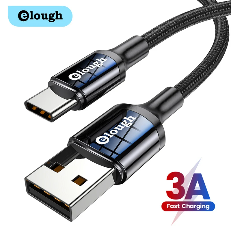 Elough- Cable USB tipo C Cable para Samsung S10 S20 Xiaomi mi 11 Teléfono móvil Carga rápida USB C Tipo-C Cable Cargador Cables micro USB Cable tipo C Cargador móvil USB-C