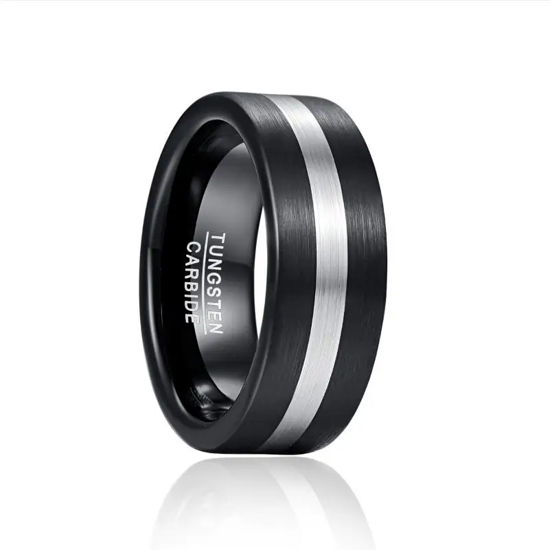 Fashion Classic Tungsten Carbide Ring Black Brushed Proposal Engagement Anillo Tungsteno