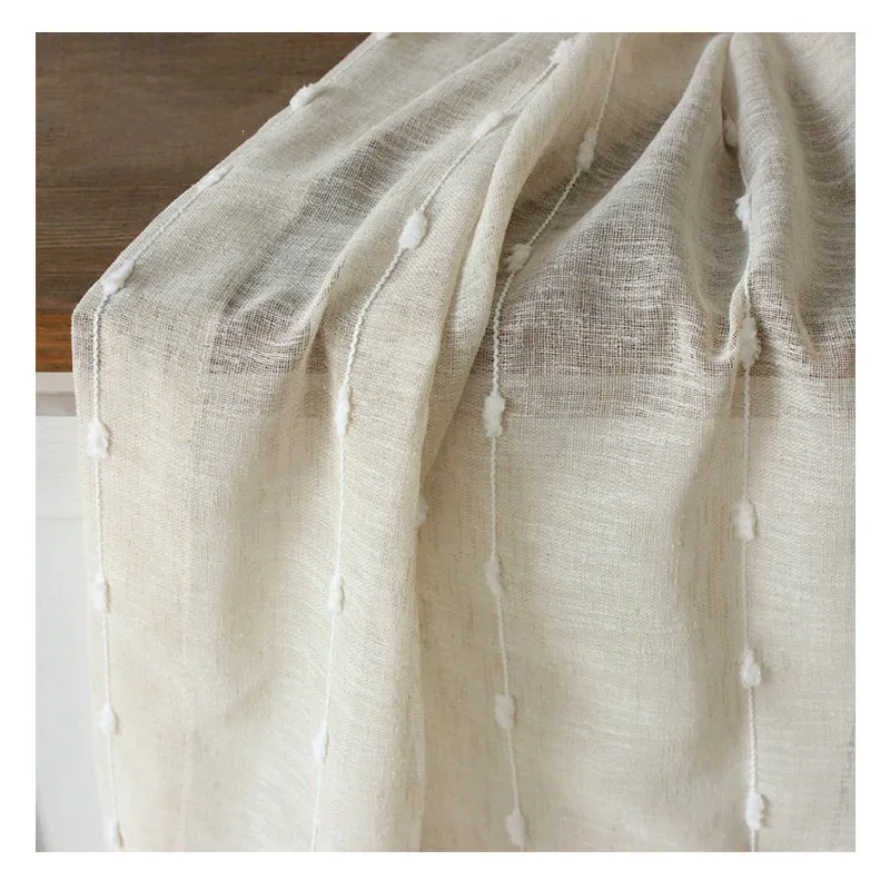 2.8m Width French Japanese Pure Color Cotton Linen Semi-Shade Curtain Tablecloth Handmade INS Fabric