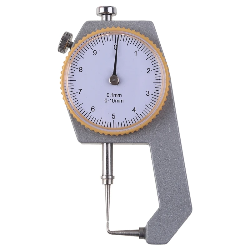 0 to 10mm Range Measuring Tool 0.05mm Resolution Round Dial Thickness Gauge Portable Compatible with Leather Cloth