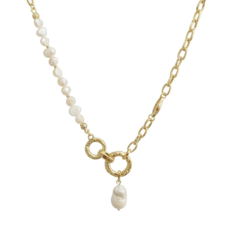 Yangliujia Baroque Natural Pearl Necklace Bohemian Fashion Temperament Simple Chain Clavicle Women Jewelry Gift Accessories