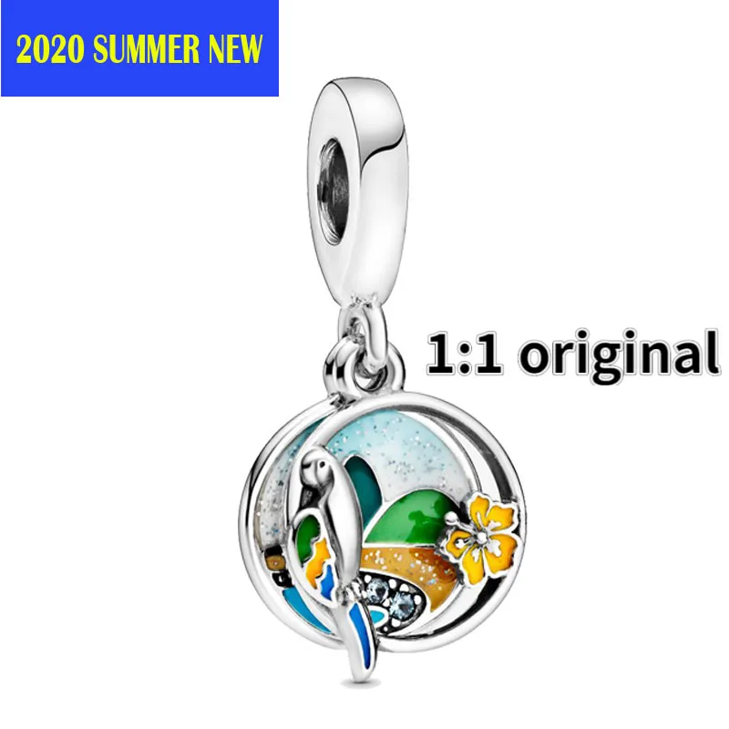 

2020 Summer NEW 925 Sterling Silver Beads Holland Parrot Township Dangle Charm Fit Original Pandora Bracelets Women DIY Jewelry