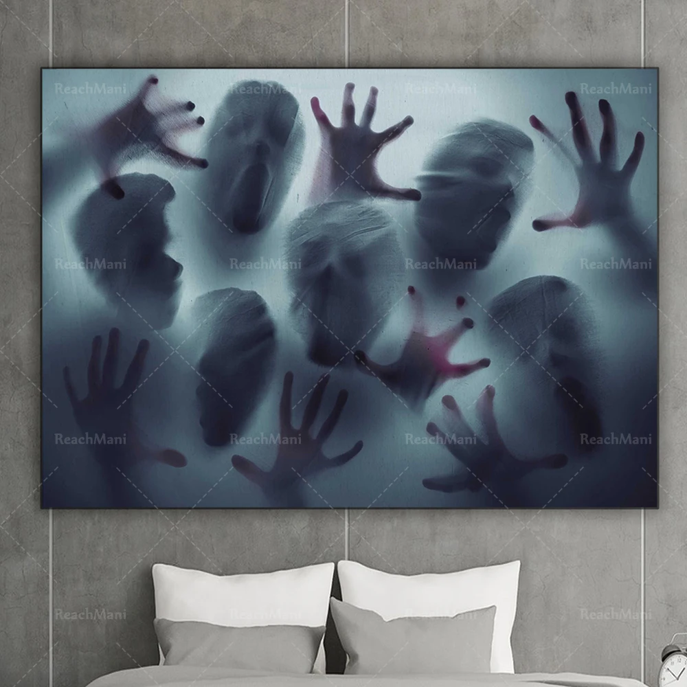 Screaming face printed on canvas, Halloween wall room decoration canvas print poster
