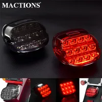 Luz LED de 12V para motocicleta, luz trasera de freno con lente roja/fumo, lámpara trasera para matrícula para Harley Dyna Touring Sportster Wide Glide