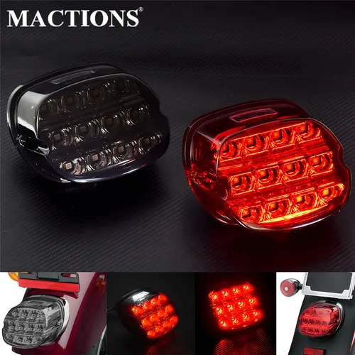 Luz LED de 12V para motocicleta, luz trasera de freno con lente roja/fumo, lámpara trasera para matrícula para Harley Dyna Touring Sportster Wide Glide