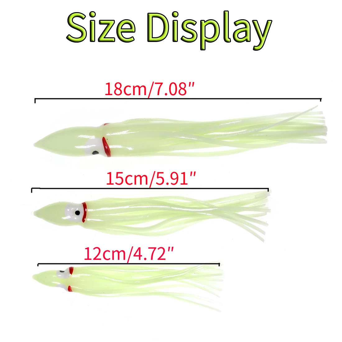 5-18cm Luminous Squid Skirts Soft Lure pesca Night Fishing Lure Octopus Glow Rubber Artificial Bait for Saltwater Fishing