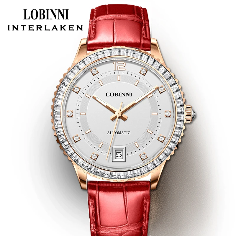 LOBINNI Gem-set Crystal Belzel Female Wristwatches MIYOTA Movement Automatic Mechanical Watch Sapphire Glass Women Watches