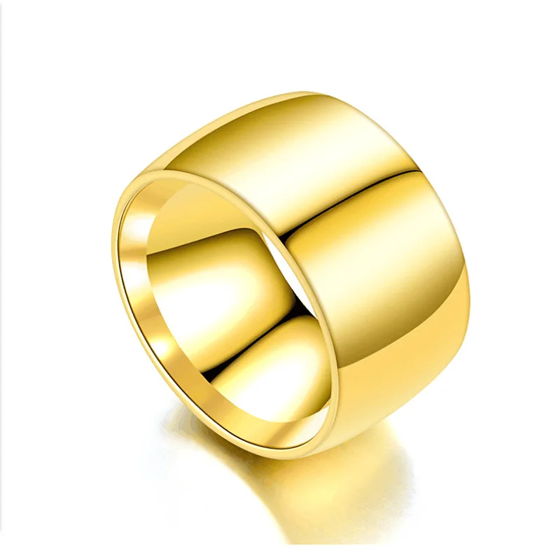 Bxzyrt 12mm No Fade Classic Engage Wedding Rings Silvery Gold Color Ring 316L Stainless Steel Rings For Men And Women Jewelry