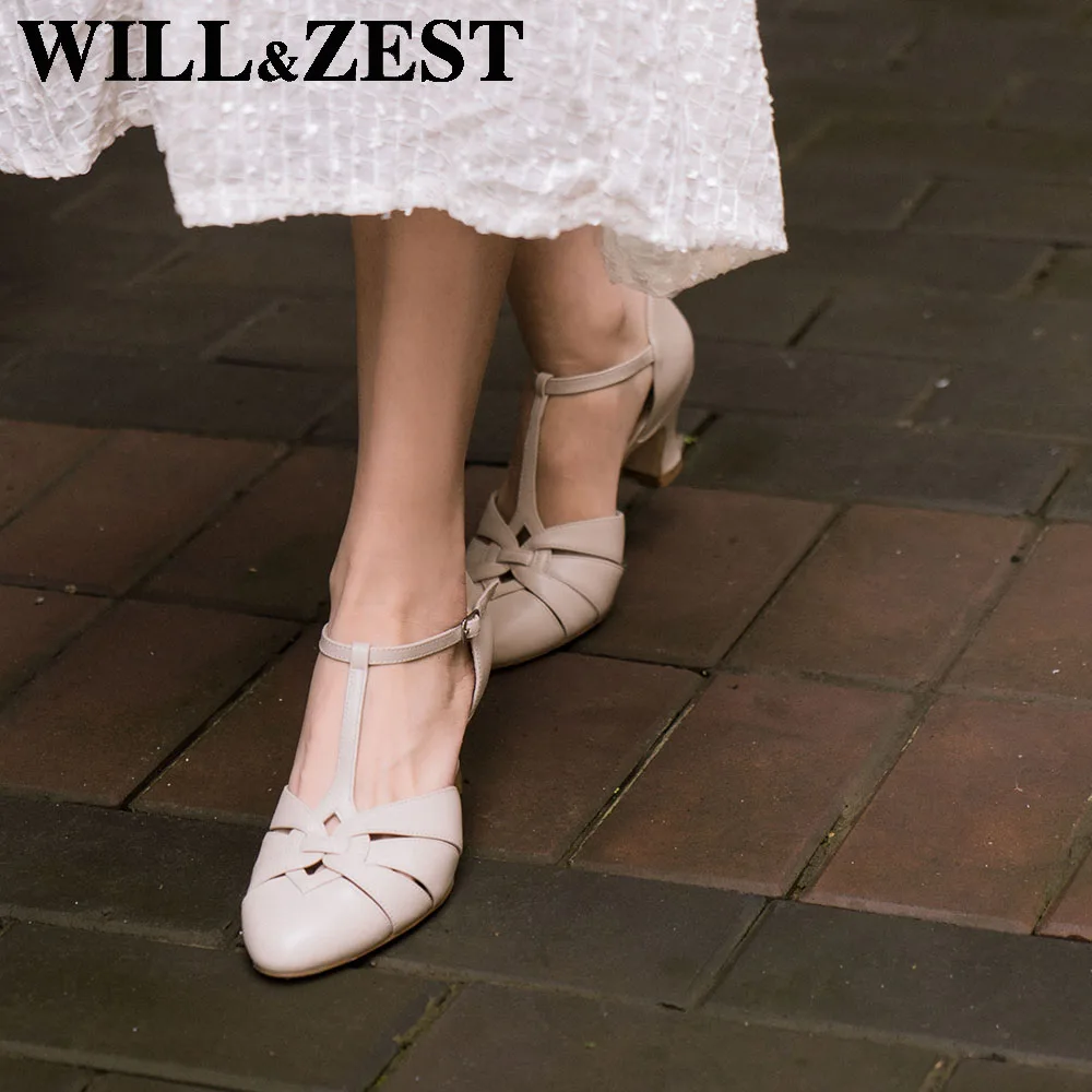 Will&Zest Sandals Women  Summer Flat Mary Jane Girls Handmade Big classic Heels Shoes For Pole Dance Lambskin Loli Cosplay