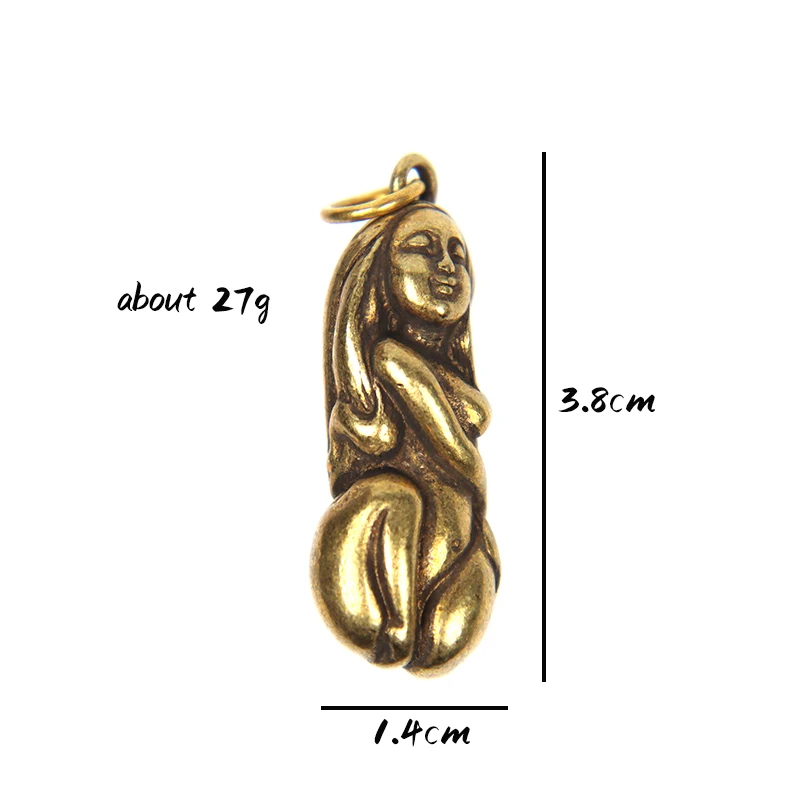 Retro Brass Beauty Naked Women Keychain Pendant Jewelry Metal Copper Nude Lady Figurines Hanging Key Ring Charms Girlfriend Gift