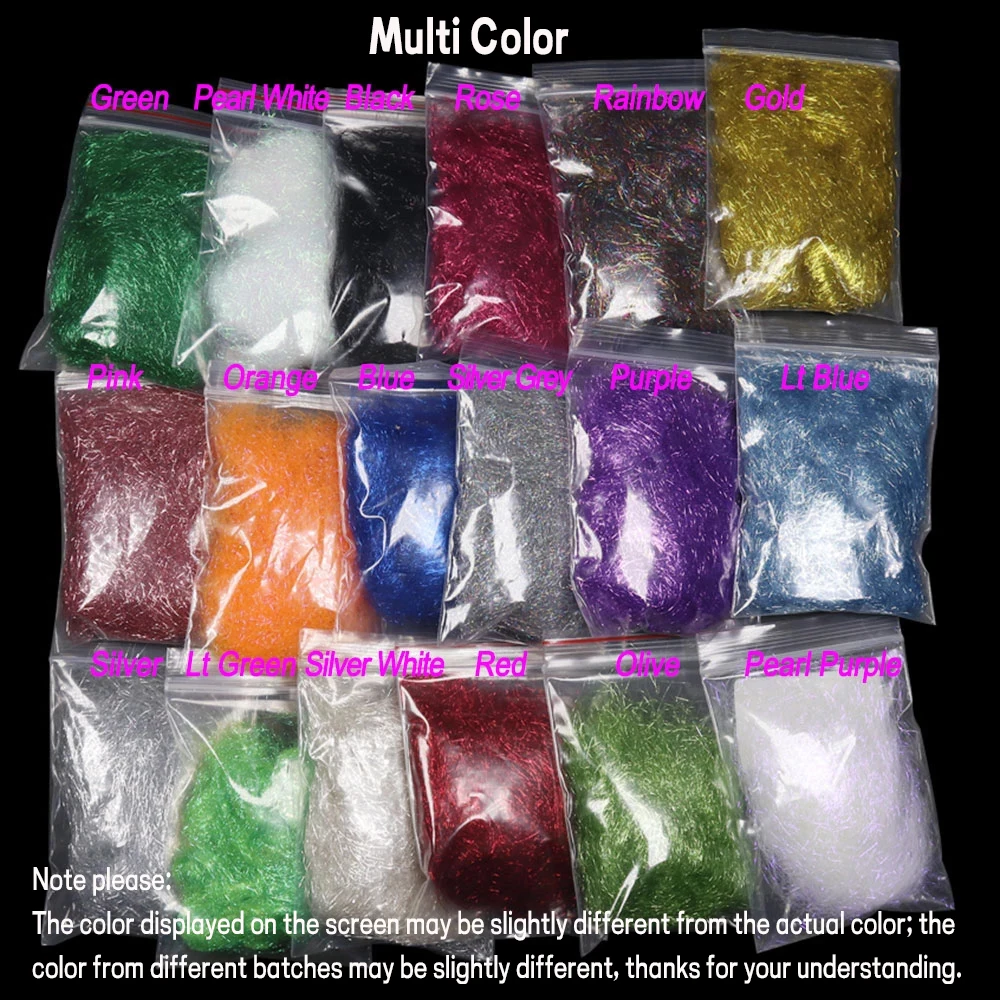 Wifreo 2Bags Fly tying Ice Dub Scud Dub for Nymph Scuds Ice Wing Fiber Thorax Material Flash Sparkle Addding Blending Material