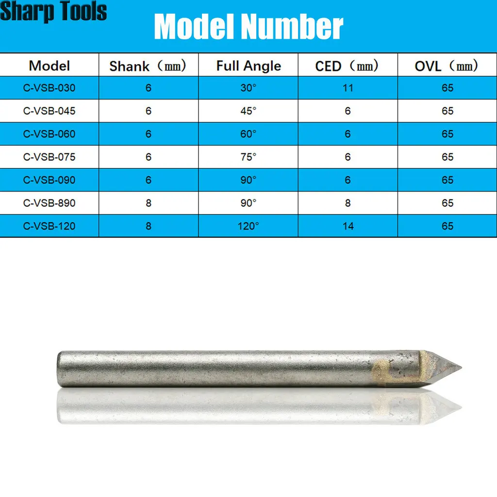 10pc 6MM 60 Degree Solid Carbide Cutters CNC V Router Bit Carving Milling Tools for Stone Marble 3D Engraver Cutter End Mill Set