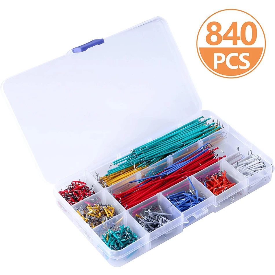 840 Pieces Preformed Breadboard Jumper Wire Kit 14 Lengths Assorted Jumper Wire for Breadboard Prototyping Solder Circuits