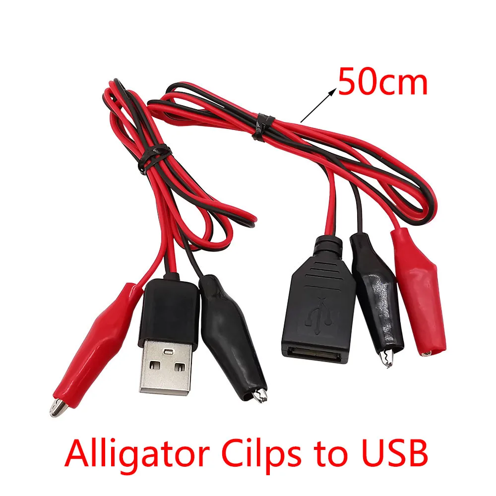 Alligator Cilps to USB/Banana Plug Test Cable Lead Jumper Wire  Male Female DC 5.5x2.1 Crocodile Clip Probe Power Supply Adapter