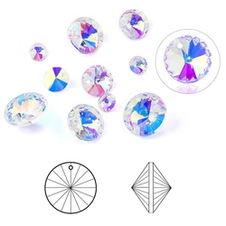 6-14mm Rivoli crystal pendant pointed back round glass beads Fancy Stone charms Jewelry Fingdings DIY Necklaces Earrings making