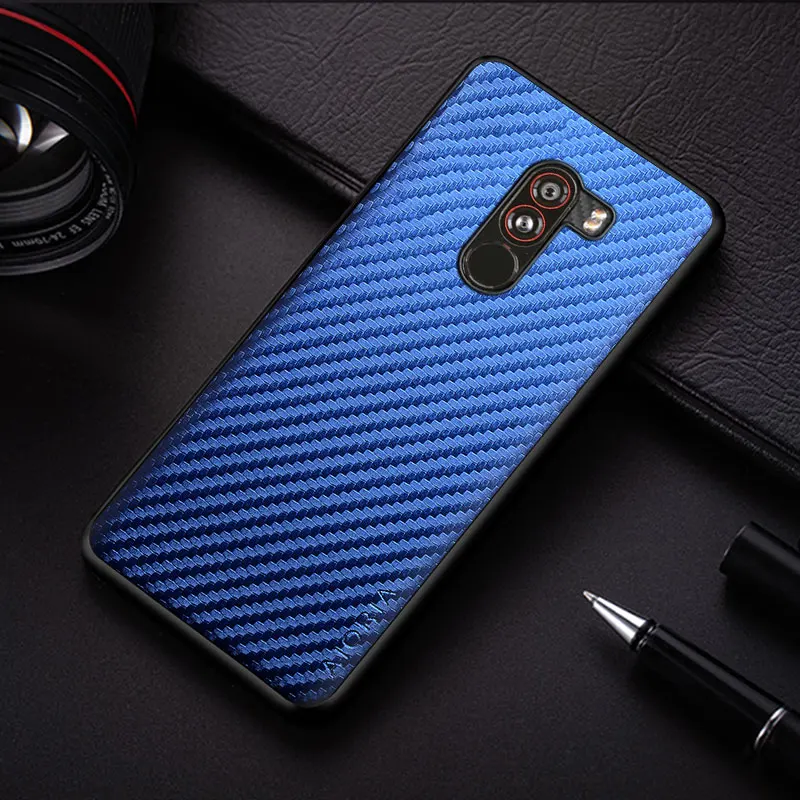 Carbon Fibre texture Phone Case for Xiaomi Pocophone F1 Fashion Design Soft Back Cover Coque for Xiaomi Pocophone F1 Case