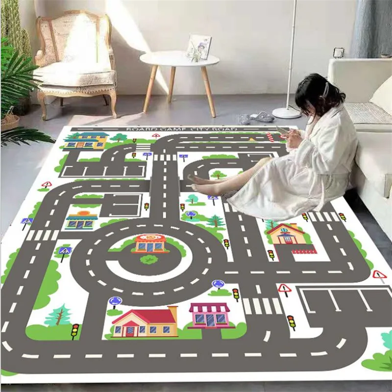 City Streets Carpet 3D Printed Carpet Square Anti-Skid Area Floor Mat Rug Non-slip Mat Dining Room Living Soft Carpet 02