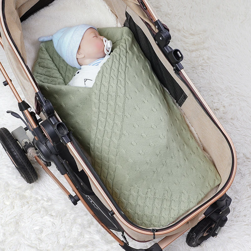 Infant Baby Blanket Solid Knit Newborn Stroller Swaddle Wrap Crib Sleep Covers Soft Toddler Boy Girl Bed Plaid Sofa Cradle Quilt