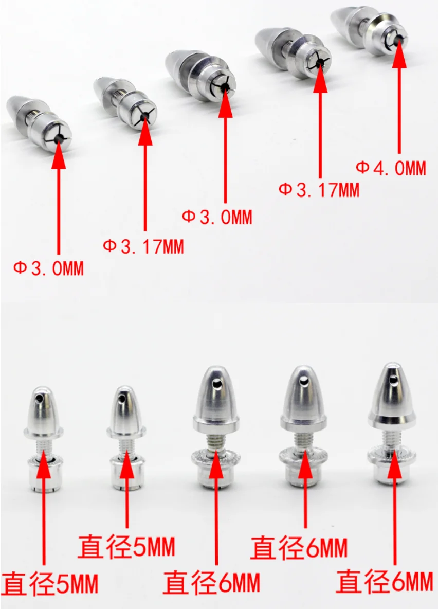 5pcs Propeller Adapter 3.17mm/4mm/5mm RC Aluminum Bullet Propeller Adapter Holder For Brushless Motor Prop Airplane