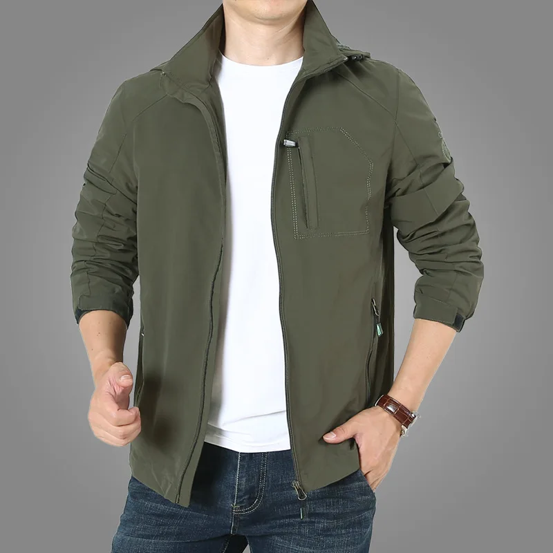 

Men's Jackets 2023 Autumn New Men's Outdoors Jacket Spring Casual Travels Thin Windbreaker Coat Hooded Jacket Outerwear Male 7XL