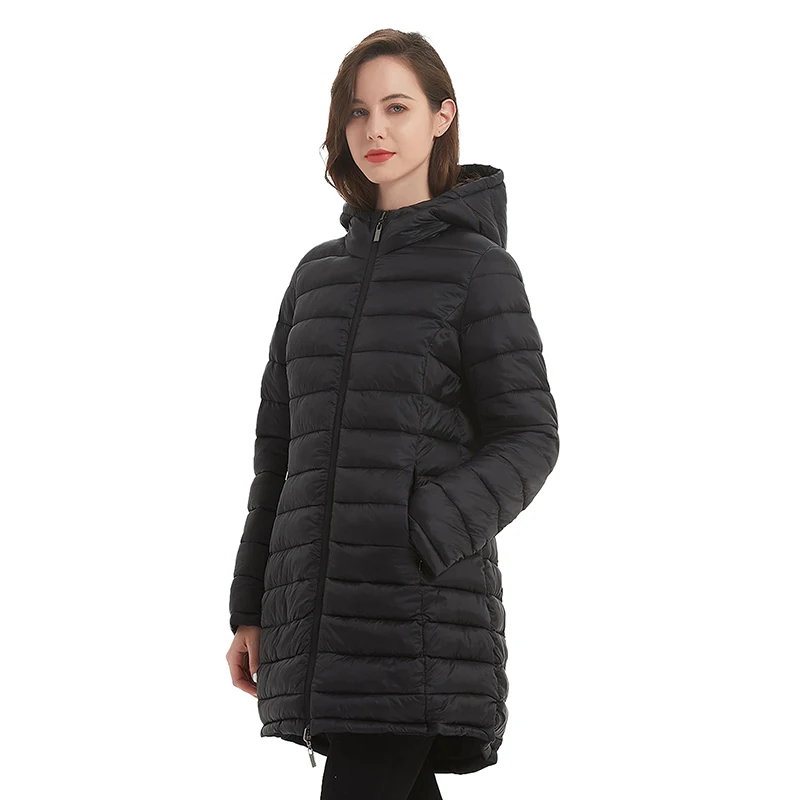 Giolshon Women Spring Puffer Jacket Warm Lightweight Hooded Long Coat Double Sided Jackets Winter Outwear
