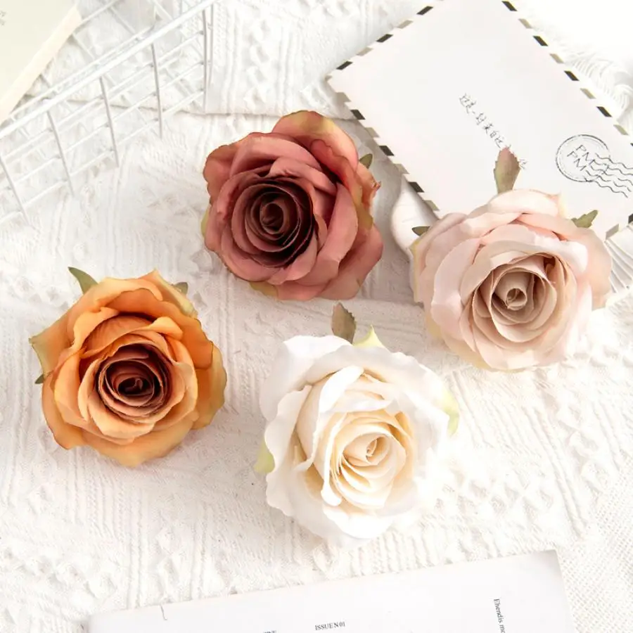 5/10PCS Artificial Flowers Wholesale Silk Fake Roses Christmas Decoration for Home Wedding Decorative Wreath Bridal Accessories