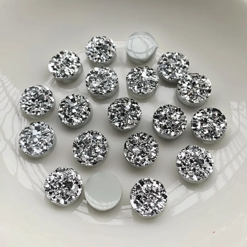 100pcs 8mm Resin ore Round Irregular surface Rhinestones Flatback Stones And Crystals DIY Wedding Jewelry Accessories -HR19