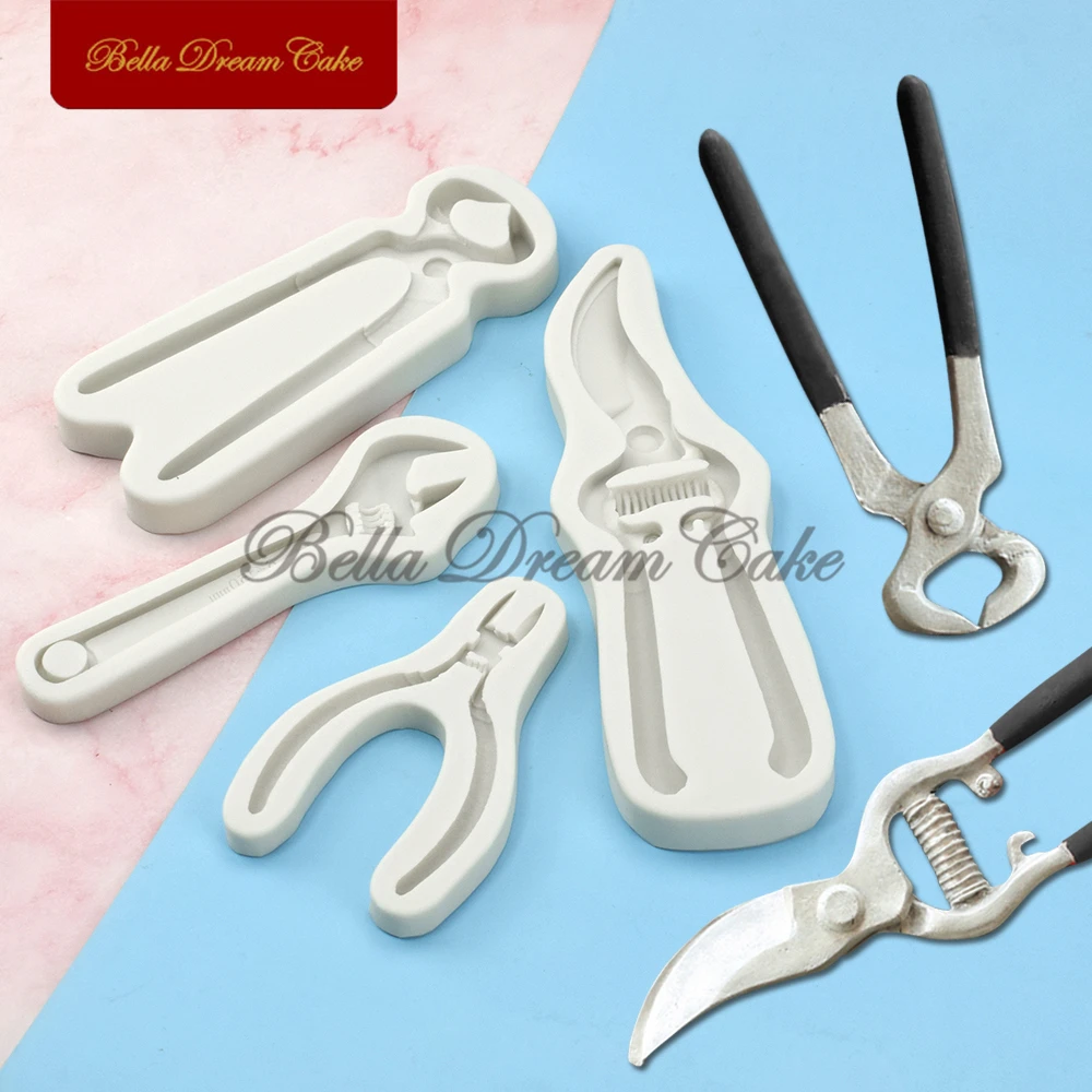 4 Styles Household Tool Wrench Pliers Silicone Mold Fondant Chocolate Candy Moulds DIY Clay Molds Cake Decoration Tools Bakeware