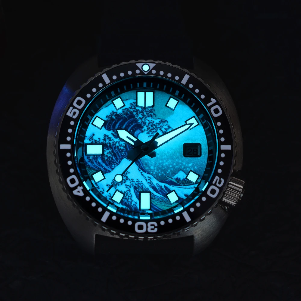 San Martin Diver Watch 6309 Turtle 20Bar Stainless Steel Men Automatic Mechanical Sapphire Rubber Strap BGW9 Luminous SN0057