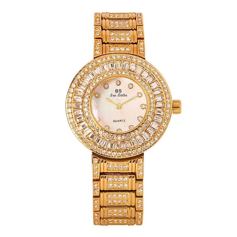 

Fashion Luxury Gold Women Watches Diamond Crystal Ladies Quartz Wrist Watch Steel Bracelet date Clock Female Watch relojes mujer