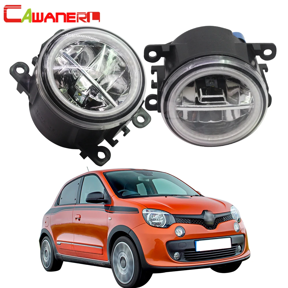 

Cawanerl For Renault Twingo II Hatchback CN0 2007-2015 Car 4000LM LED Bulb Fog Light + Angel Eye DRL Daytime Running Light 12V