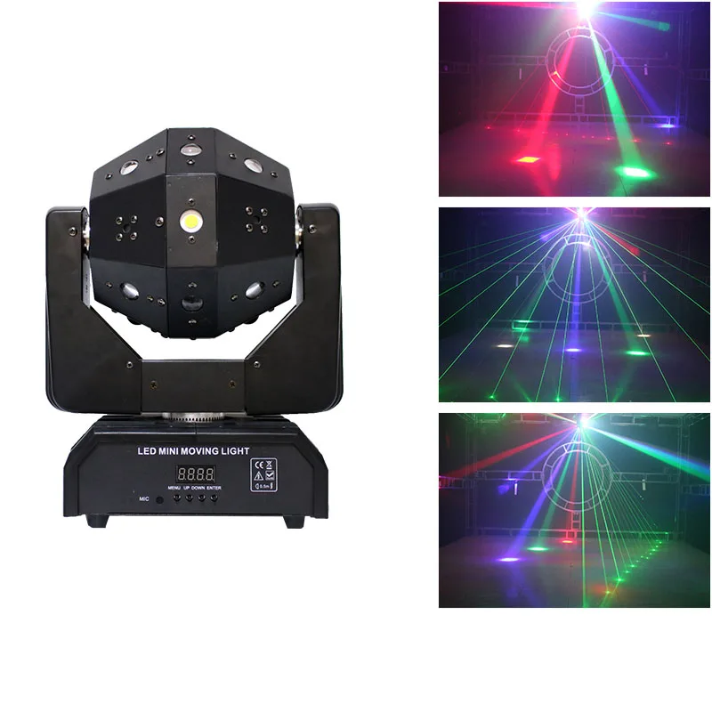 mini feixe de laser estroboscopico com luz led cabeca movel em para bola de futebol rotacao infinita dmx luz de disco dj 01