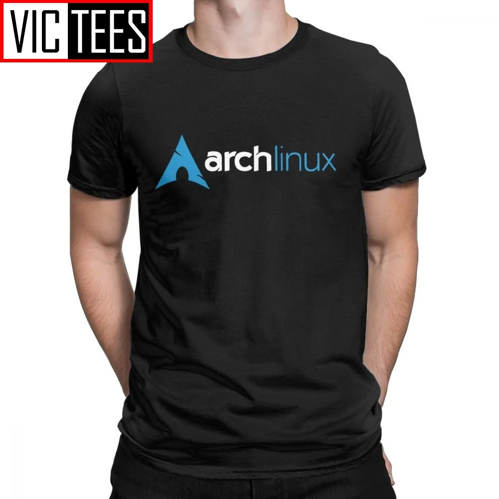 Arch Linux Men T Shirt Tee Shirt Short Sleeve Crewneck T-Shirts Pure Cotton Europe Tops Europe