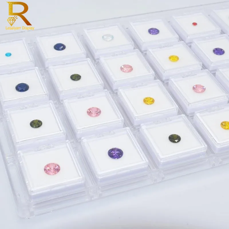 24Pcs Gemstone Diamond Jewelry Box Loose Diamond Jewelry Display Case Holder Clear Cover Gem Storage Container Protection Box