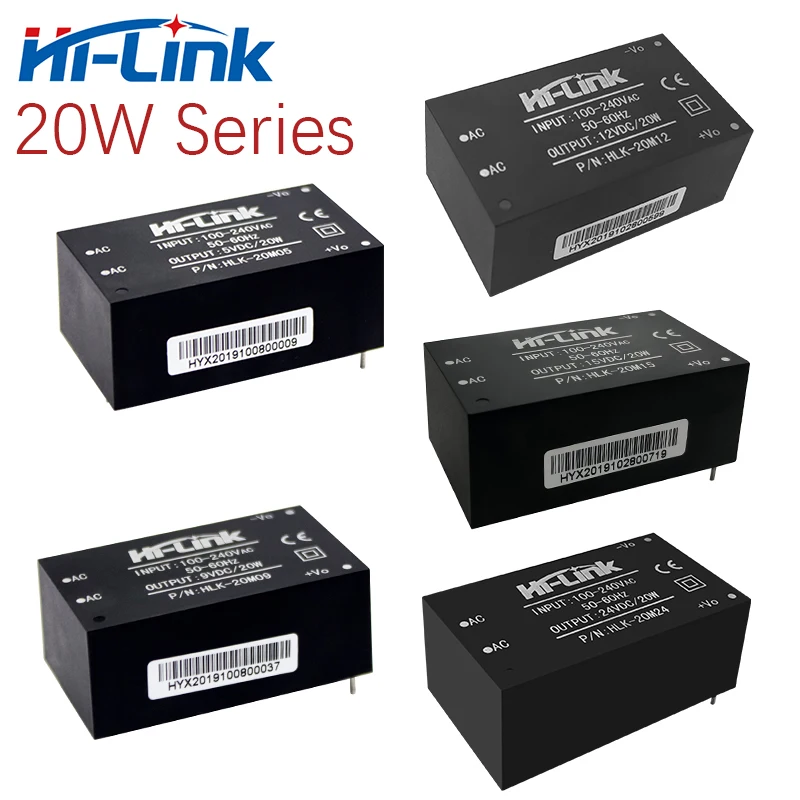 Hi-link 220v/110v a 5v/9v/12v/15v/24v 20w step down transformador de alimentação ac dc fonte de alimentação