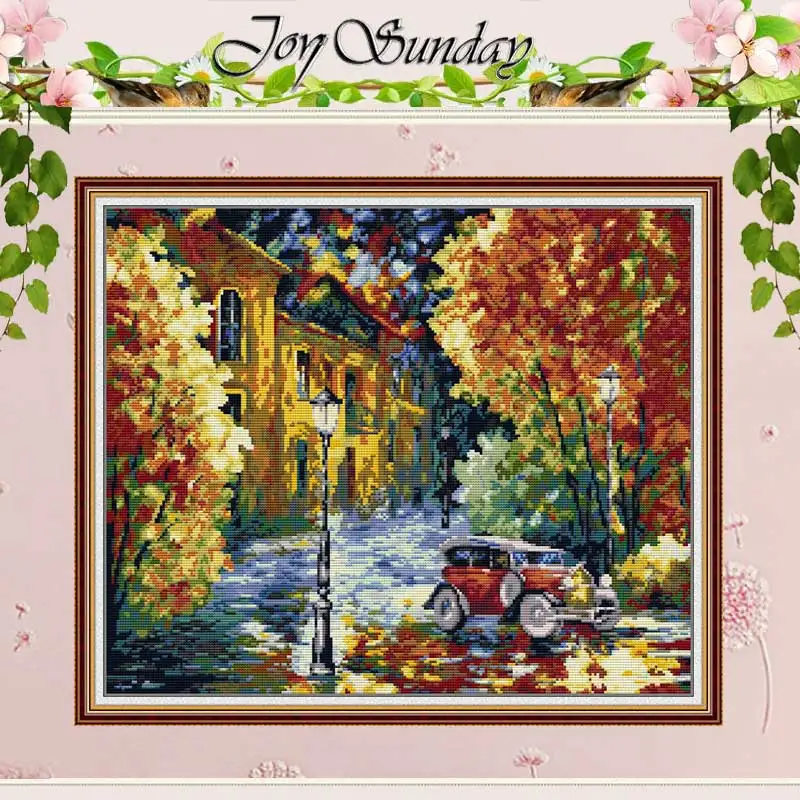 Street View After the Rain Patterns Counted Cross Stitch Set 11CT 14CT 16CT Stamped DMC Cross-stitch Kit Embroidery Needlework