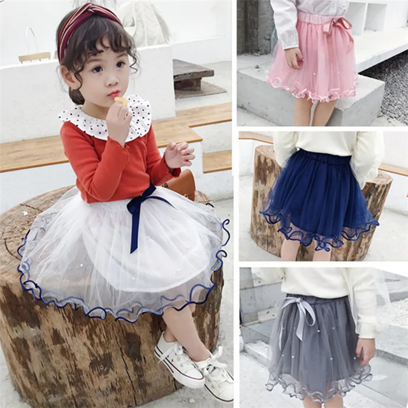 2024 Baby Girls tutu Skirts Pearl Short Cake Toddler Girl Skirt Kids Bow Princess Wavy Pink Puffy Tulle Skirts Ballet Children