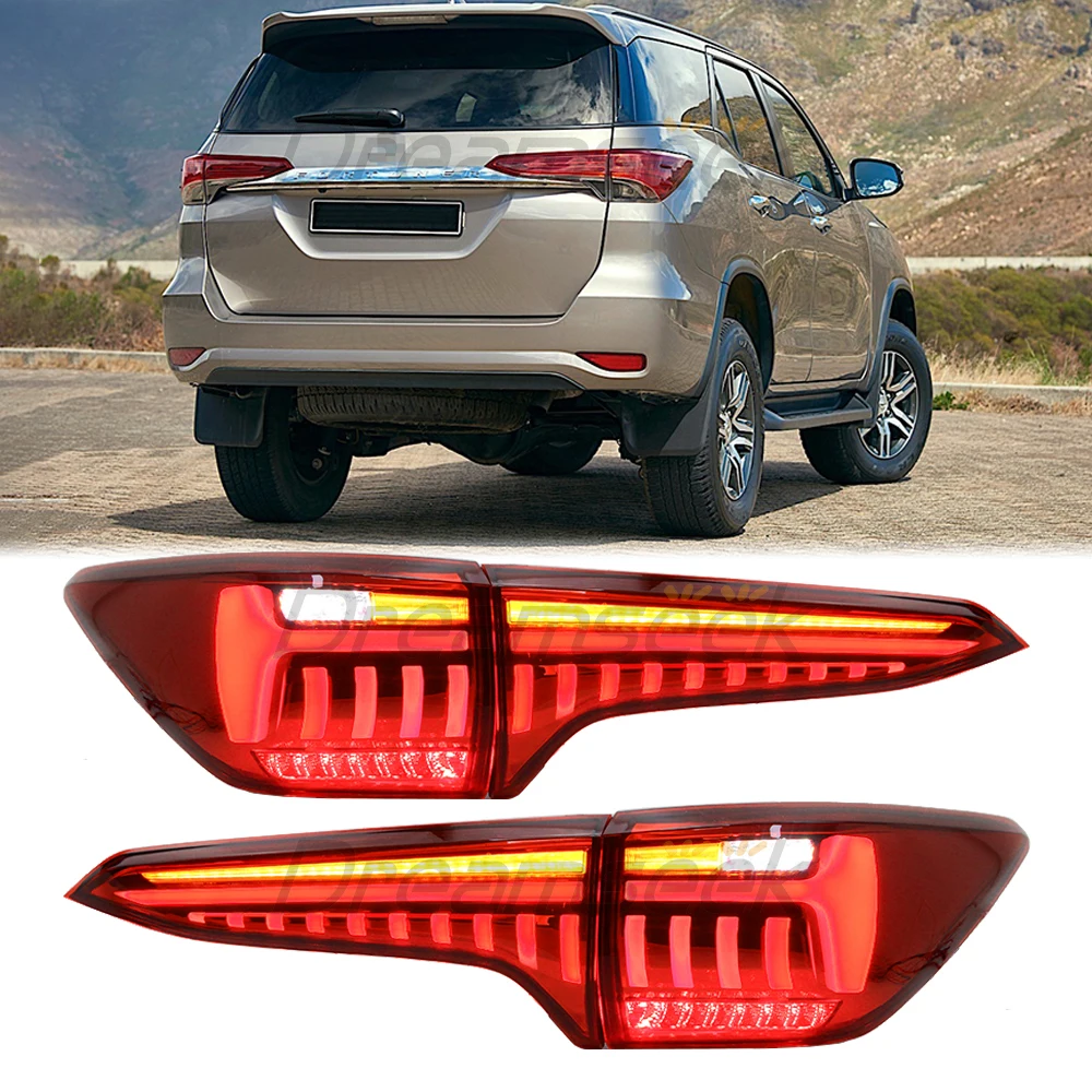 

LED Tail Light Assembly for Toyota Fortuner 2015-2021 Driving Reversing Lights Brake Turn Signal Lamp Red Lens