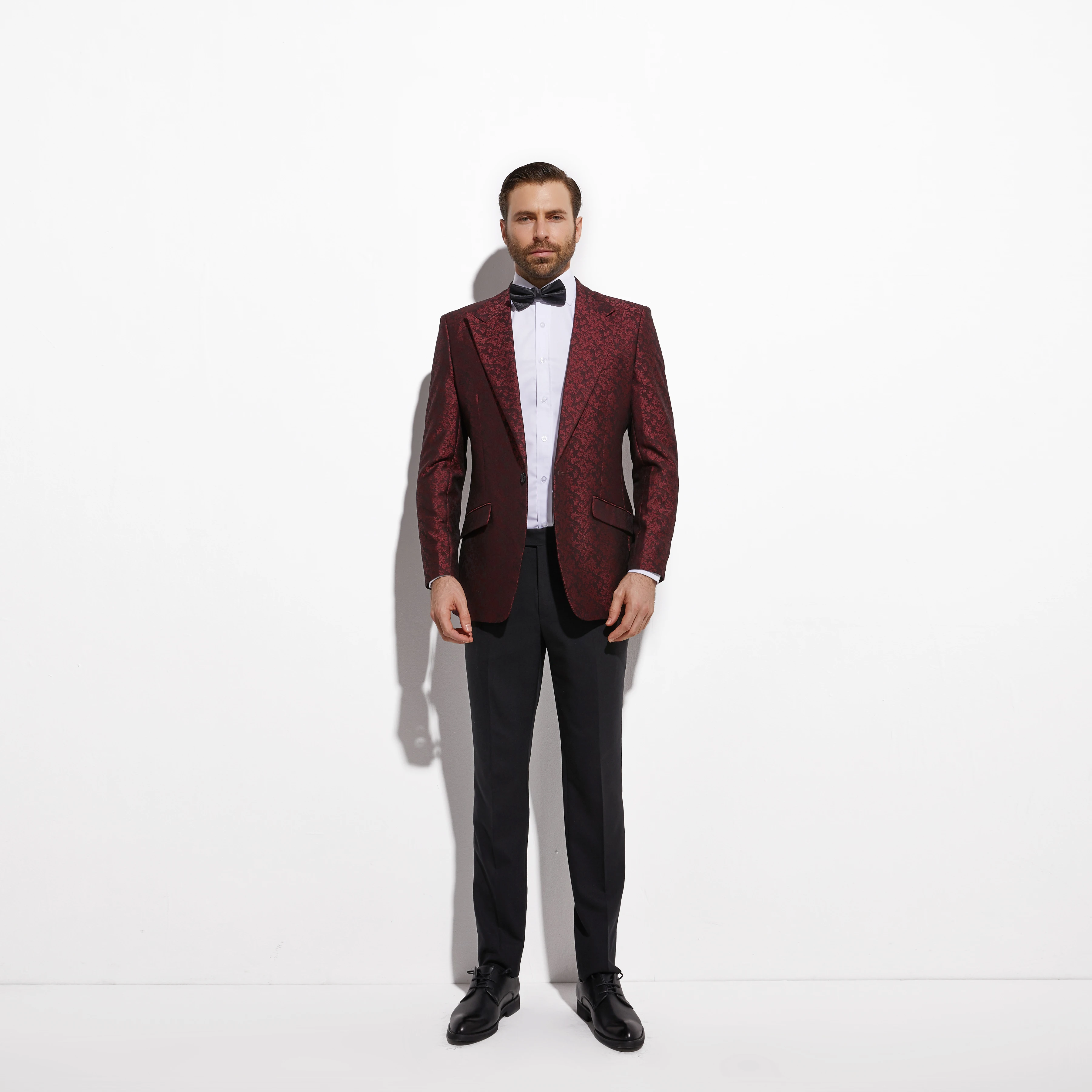 Dark Red Jacquard Custom Prom Suit Jacket Fashion Blazer Slim Fit Tailor Made Wedding Suit Jacket Veste Homme Costume Sur Mesure