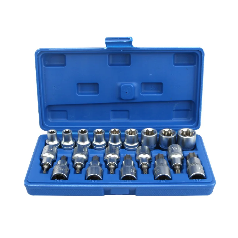 

Drive Hex Socket 19Pcs/Set 1/2in Drive Star Hex Socket Bit Kit E Type Male Female Car Repairing Tool ,Hex Wrench Sleeve